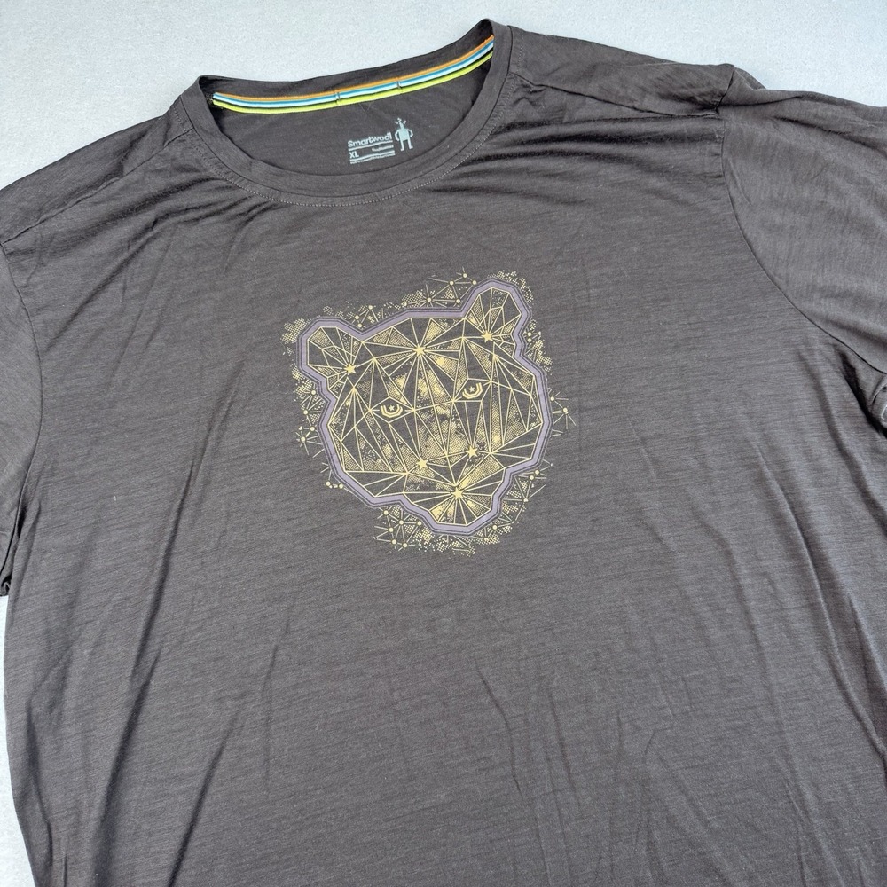Smartwool Merino Wool T-Shirt Men XL Brown Short Sleeve Print Outdoor Hiking